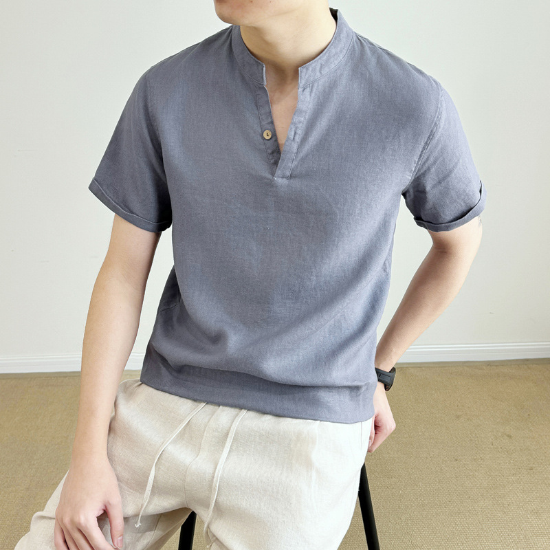 Men's Summer Loose-Fit Breathable V-Neck Shirt